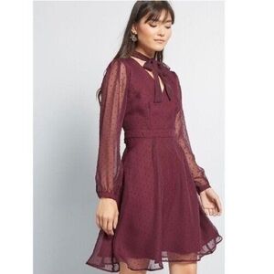 ModCloth apogee of elegance maroon dress